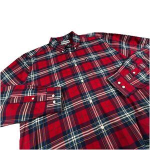 Barbour Highland Check Shirt Men Tailored Fit (Large) Plaid Red Long Sleeve